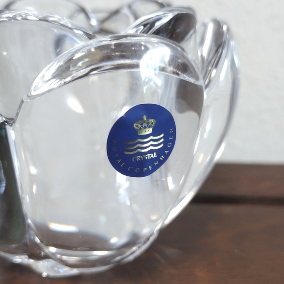 Royal Copenhagen Crystal Lotus Flower Tealight Candle Holder made in Denmark - Picture 6 of 8